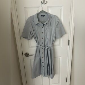 Lafayette 148 New York Light Blue Midi Dress Sturdy Cotton